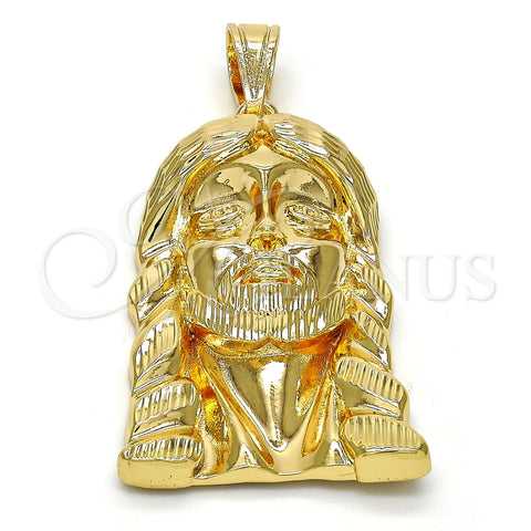 Dije Religioso 05.120.0035 Oro Laminado, Diseño de Jesus, Diamantado, Tono Dorado