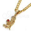 Dije Religioso 05.120.0036 Oro Laminado, Diseño de San Lazaro, con Blanca and Granate Zirconia Cubica, Pulido, Tono Dorado