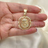Dije Religioso 05.120.0038 Oro Laminado, Diseño de Jesus, con Blanca Micro Pave, Pulido, Tono Dorado