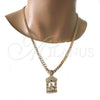 Dije Religioso 05.120.0051 Oro Laminado, Diseño de Santa Barbara, con Granate Zirconia Cubica, Pulido, Tono Dorado