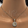 Dije Religioso 05.120.0052 Oro Laminado, Diseño de Santa Barbara, con Blanca and Granate Zirconia Cubica, Pulido, Tono Dorado
