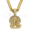 Dije Religioso 05.120.0053 Oro Laminado, Diseño de Jesus, con Blanca Micro Pave, Pulido, Tono Dorado