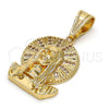 Dije Religioso 05.120.0053 Oro Laminado, Diseño de Jesus, con Blanca Micro Pave, Pulido, Tono Dorado