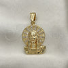 Dije Religioso 05.120.0053 Oro Laminado, Diseño de Jesus, con Blanca Micro Pave, Pulido, Tono Dorado
