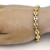 Tobillera Elegante 04.63.1311.08 Oro Laminado, Diseño de Puff Mariner, Pulido, Tono Dorado (Grosor 07.8 MM, 8 Pulgadas de Largo)