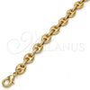 Tobillera Elegante 04.63.1311.08 Oro Laminado, Diseño de Puff Mariner, Pulido, Tono Dorado (Grosor 07.8 MM, 8 Pulgadas de Largo)