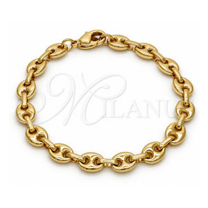 Tobillera Elegante 04.63.1311.08 Oro Laminado, Diseño de Puff Mariner, Pulido, Tono Dorado (Grosor 07.8 MM, 8 Pulgadas de Largo)