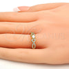 Anillo Multi Piedra 01.99.0084.07 Oro Laminado, con Blanca Zirconia Cubica and Blanca Micro Pave, Pulido, Tono Dorado (Size 7)