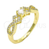 Anillo Multi Piedra 01.99.0084.07 Oro Laminado, con Blanca Zirconia Cubica and Blanca Micro Pave, Pulido, Tono Dorado (Size 7)