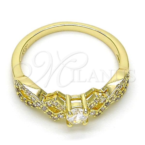 Anillo Multi Piedra 01.99.0084.07 Oro Laminado, con Blanca Zirconia Cubica and Blanca Micro Pave, Pulido, Tono Dorado (Size 7)