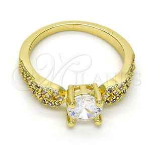 Anillo Multi Piedra 01.99.0087.07 Oro Laminado, con Blanca Zirconia Cubica and Blanca Micro Pave, Pulido, Tono Dorado (Size 7)