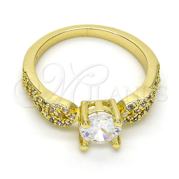 Anillo Multi Piedra 01.99.0087.08 Oro Laminado, con Blanca Zirconia Cubica and Blanca Micro Pave, Pulido, Tono Dorado (Size 8)