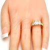 Anillo Multi Piedra 01.99.0089.07 Oro Laminado, con Blanca Zirconia Cubica, Pulido, Tono Dorado (Size 7)