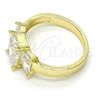 Anillo Multi Piedra 01.99.0089.07 Oro Laminado, con Blanca Zirconia Cubica, Pulido, Tono Dorado (Size 7)
