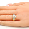Anillo Multi Piedra 01.99.0089.08 Oro Laminado, con Blanca Zirconia Cubica, Pulido, Tono Dorado (Size 8)