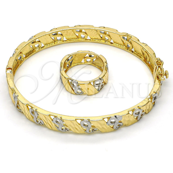 Juego de Aro 13.99.0001.05.07 Oro Laminado, Diseño de Infinito, Diamantado, Dos Tonos (09 MM Thickness, Size 7 (3.00 Diameter))