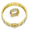 Juego de Aro 13.99.0001.05.09 Oro Laminado, Diseño de Infinito, Diamantado, Dos Tonos (Grosor 09 MM, Talla 5 (2,50 de Diámetro))