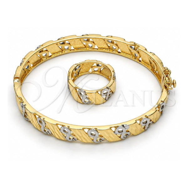Juego de Aro 13.99.0001.05.09 Oro Laminado, Diseño de Infinito, Diamantado, Dos Tonos (Grosor 09 MM, Talla 5 (2,50 de Diámetro))