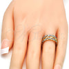 Juego de Aro 13.99.0002.05.07 Oro Laminado, Diamantado, Dos Tonos (09 MM Thickness, Size 7 (3.00 Diameter))