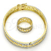 Juego de Aro 13.99.0002.05.07 Oro Laminado, Diamantado, Dos Tonos (09 MM Thickness, Size 7 (3.00 Diameter))