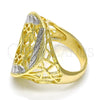 Anillo Elegante 01.99.0096.07 Oro Laminado, Diseño de Flor, Diamantado, Dos Tonos (Size 7)