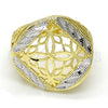 Anillo Elegante 01.99.0096.07 Oro Laminado, Diseño de Flor, Diamantado, Dos Tonos (Size 7)