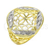 Anillo Elegante 01.99.0096.08 Oro Laminado, Diseño de Flor, Diamantado, Dos Tonos (Size 8)