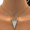Juego de Arete y Dije de Adulto 10.99.0009 Oro Laminado, con Blanca Cristal and Marfil Perla, Pulido, Tono Dorado