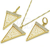 Juego de Arete y Dije de Adulto 10.99.0009 Oro Laminado, con Blanca Cristal and Marfil Perla, Pulido, Tono Dorado