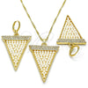 Juego de Arete y Dije de Adulto 10.99.0009 Oro Laminado, con Blanca Cristal and Marfil Perla, Pulido, Tono Dorado