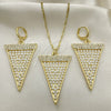 Juego de Arete y Dije de Adulto 10.99.0009 Oro Laminado, con Blanca Cristal and Marfil Perla, Pulido, Tono Dorado