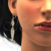 Juego de Arete y Dije de Adulto 10.99.0010 Oro Laminado, Diseño de Torcido, con Blanca Cristal, Pulido, Tono Dorado