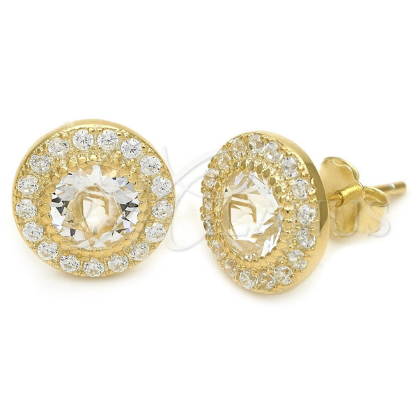 Arete Dormilona 02.174.0039.2 Plata Rodinada, con Blanca Swarovski Elements, Pulido, Tono Dorado