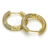 Argolla Huggie 02.264.0006.20 Oro Laminado, con Blanca Micro Pave, Pulido, Tono Dorado