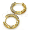 Argolla Huggie 02.264.0006.20 Oro Laminado, con Blanca Micro Pave, Pulido, Tono Dorado