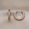 Argolla Huggie 02.264.0006.20 Oro Laminado, con Blanca Micro Pave, Pulido, Tono Dorado