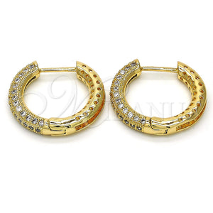 Argolla Huggie 02.264.0006.20 Oro Laminado, con Blanca Micro Pave, Pulido, Tono Dorado