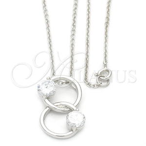 Gargantilla Elegante 10.174.0149.18 Plata Rodinada, con Zirconia Cubica Blanca, Pulido, Tono Dorado (18 Pulgadas de Largo)