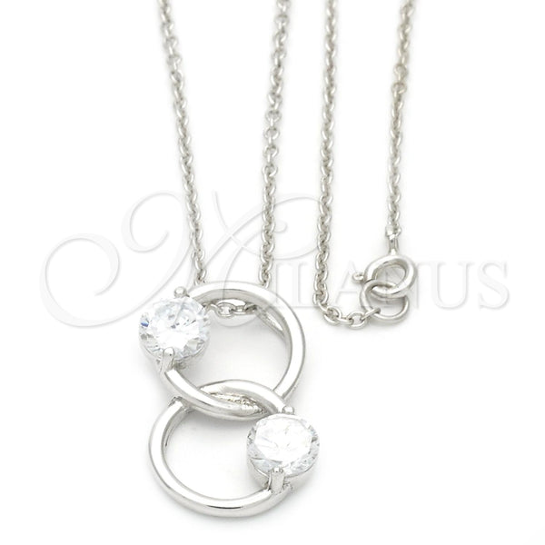 Gargantilla Elegante 10.174.0149.18 Plata Rodinada, con Zirconia Cubica Blanca, Pulido, Tono Dorado (18 Pulgadas de Largo)