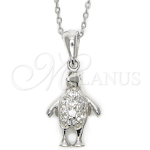 Gargantilla Elegante 10.174.0156.18 Plata Rodinada, con Blanca Zirconia Cubica, Pulido, Tono Plateado (18 Inches Length)