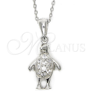 Gargantilla Elegante 10.174.0156.18 Plata Rodinada, con Blanca Zirconia Cubica, Pulido, Tono Plateado (18 Inches Length)