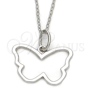 Gargantilla Elegante 10.174.0172.18 Plata Rodinada, Diseño de Mariposa, con Blanca Zirconia Cubica, Diamantado, Tono Plateado (18 Inches Length)