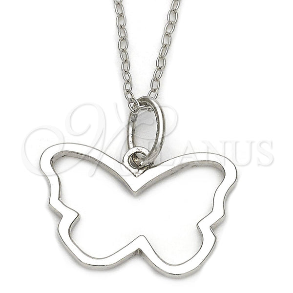 Gargantilla Elegante 10.174.0172.18 Plata Rodinada, Diseño de Mariposa, con Zirconia Cubica Blanca, Diamantado, Tono Plateado (18 Pulgadas de Largo)