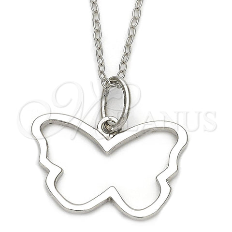 Gargantilla Elegante 10.174.0172.18 Plata Rodinada, Diseño de Mariposa, con Zirconia Cubica Blanca, Diamantado, Tono Plateado (18 Pulgadas de Largo)