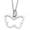 Gargantilla Elegante 10.174.0172.18 Plata Rodinada, Diseño de Mariposa, con Zirconia Cubica Blanca, Diamantado, Tono Plateado (18 Pulgadas de Largo)