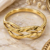 Anillo Elegante 01.63.0553.07 Oro Laminado, Diseño de Infinito, Diamantado, Tono Dorado (Tamaño 7)