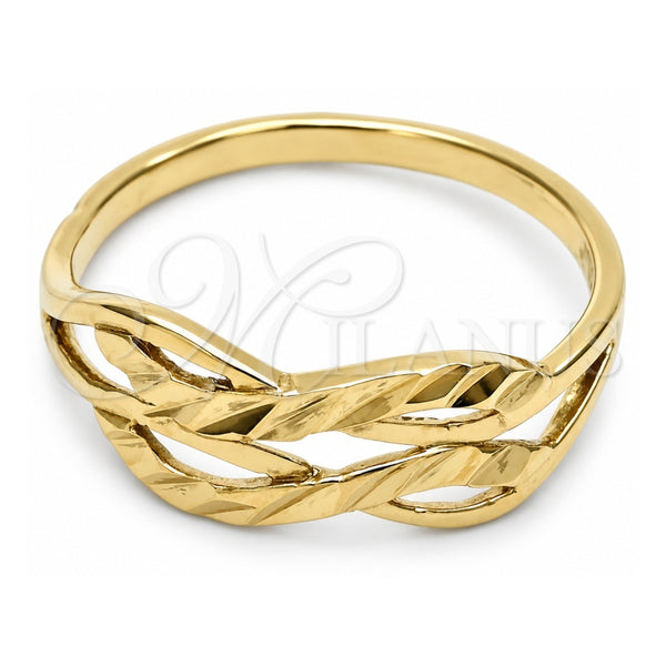 Anillo Elegante 01.63.0553.08 Oro Laminado, Diseño de Infinito, Diamantado, Tono Dorado (Tamaño 8)