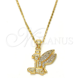Collares con Dije 04.156.0038.20 Oro Laminado, con Blanca Micro Pave, Pulido, Tono Dorado (02 MM Thickness, 20 Inches Length)
