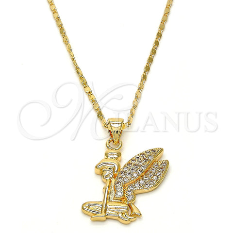 Collares con Dije 04.156.0038.20 Oro Laminado, con Blanca Micro Pave, Pulido, Tono Dorado (02 MM Thickness, 20 Inches Length)