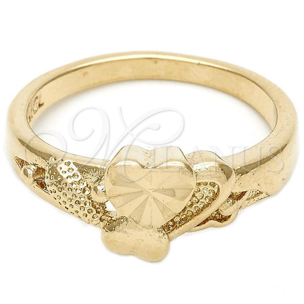 Anillo Elegante 01.63.0554.08 Oro Laminado, Diseño de Corazón, Diamantado, Tono Dorado (Size 8)